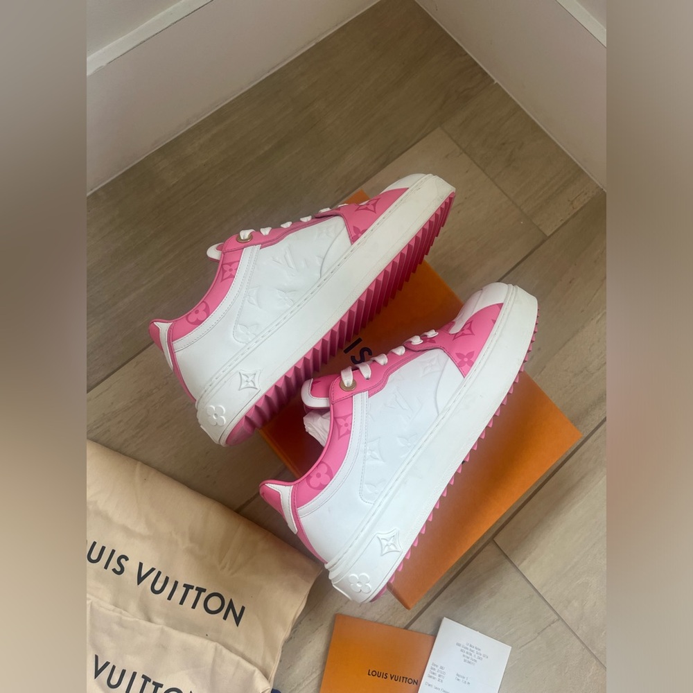 Louis Vuitton Women's Sneakers in Pink and White - Picture 5 of 11